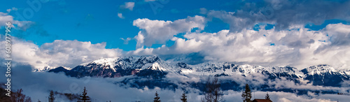 Cloudy alpine spring morning view at the Brennerpass, Austria