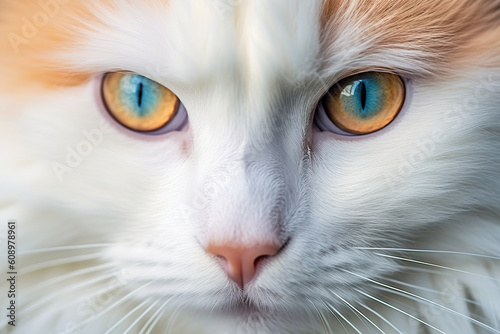 A close up of a cat with blue eyes. Generative AI.