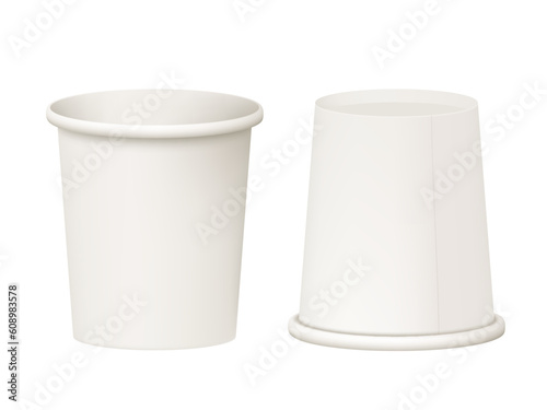 Paper Cups Of Coffee. Up Side And Down Side.