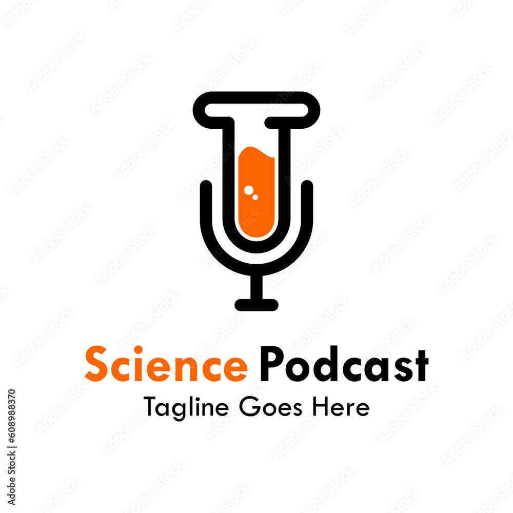 Science podcast design logo template illustration. Science podcast design logo template illustration.