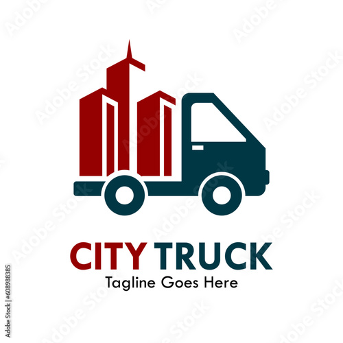 City truck design logo template illustration