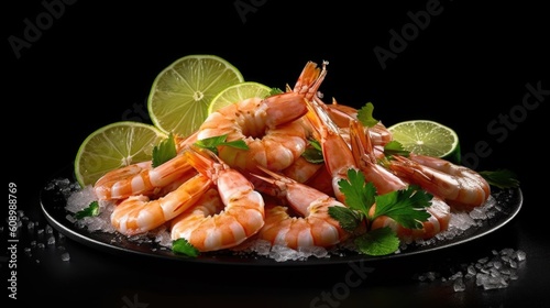 grilled shrimps with lemon and basil.ai ilustation