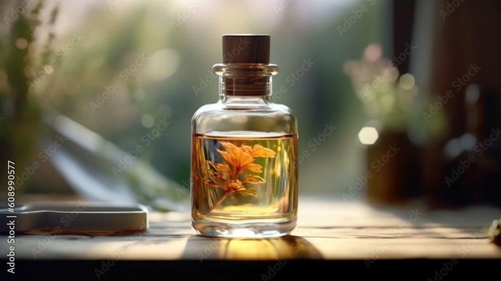 bottle of olive oil with herbs, ai generative bottle of olive oil with herbs, ai generative