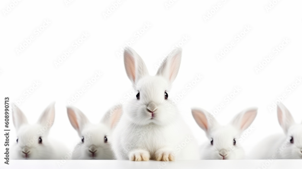 Fototapeta premium easter rabbit with simple white background top view Created With Generative AI Technology