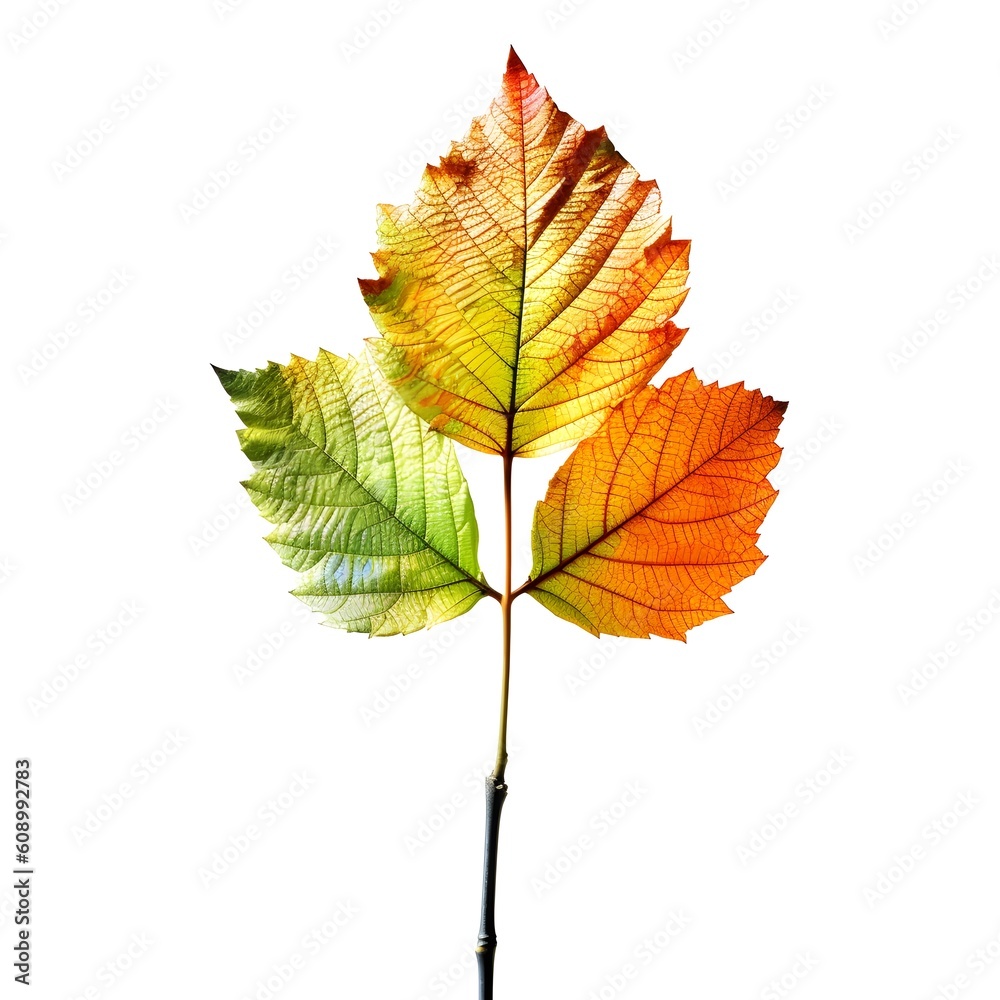 Autumn triple leaf tree leaf. Generative AI Autumn triple leaf tree leaf. Generative AI