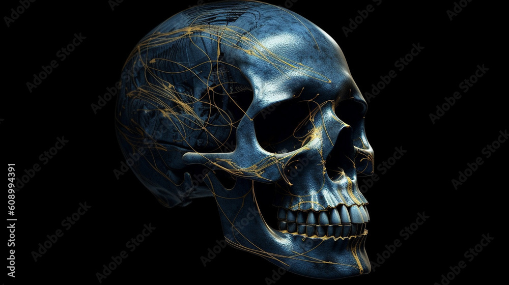 A skull with the word brain on it.generative ai A skull with the word brain on it.generative ai