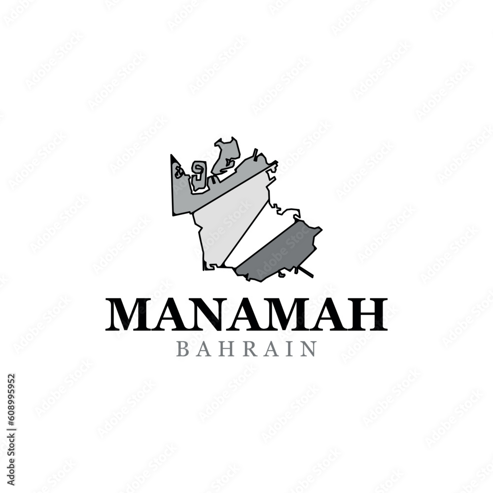 Vector map of Manamah, vector illustration, flat icons. Image for infographic design, website, banner, map