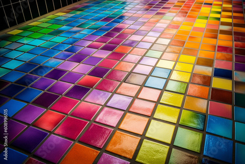 Rainbow colored tiles generative AI