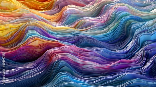 Abstract waves in bright and colorful style. Generative AI