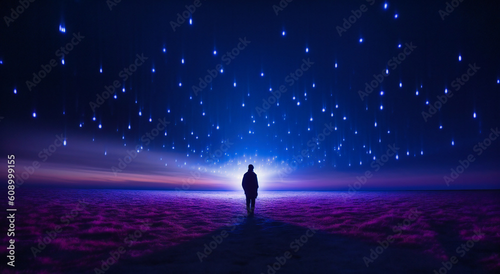 Fototapeta premium purple lights are drawn on a dark background