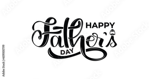 Happy Father's Day handwritten with an avatar ornament typography banner in black color. Father's Day sale promotion calligraphy poster. Great for Father's Day Celebrations Around the World