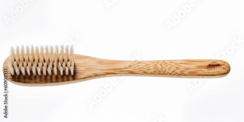 Ecological Bamboo toothbrush isolated on white background. Generative ai.