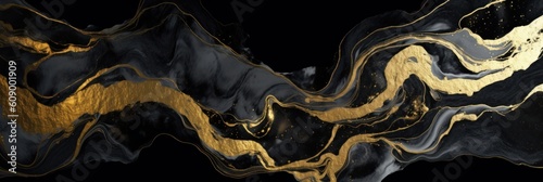 Elegant and luxurious abstract marble background with a combination of black and gold colors. Generative AI