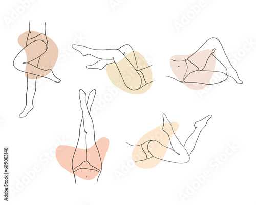 Hand-drawn woman legs set. Body wellness and care. Simple vector Illustration in sketch style.