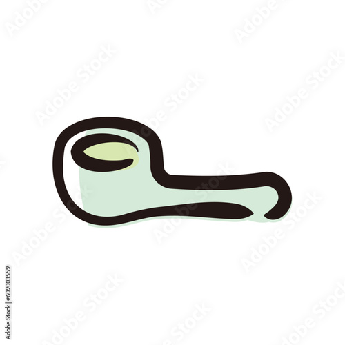 Cannabis glass pipe - Cannabis product icon/illustration (Hand-drawn line, colored version)
