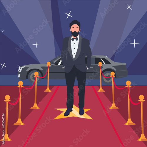 Red carpet star male illustration