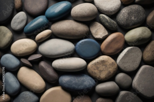 Zen stones background, pebble background. Generative AI.