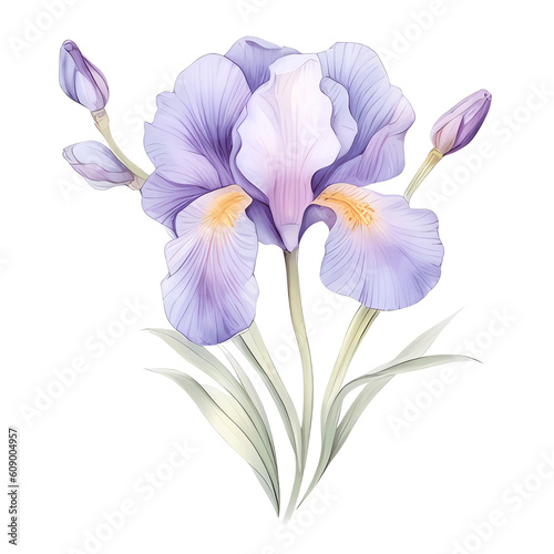 watercolor blue iris flower