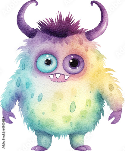 Cute cartoon monster illustration created with Generative AI technology