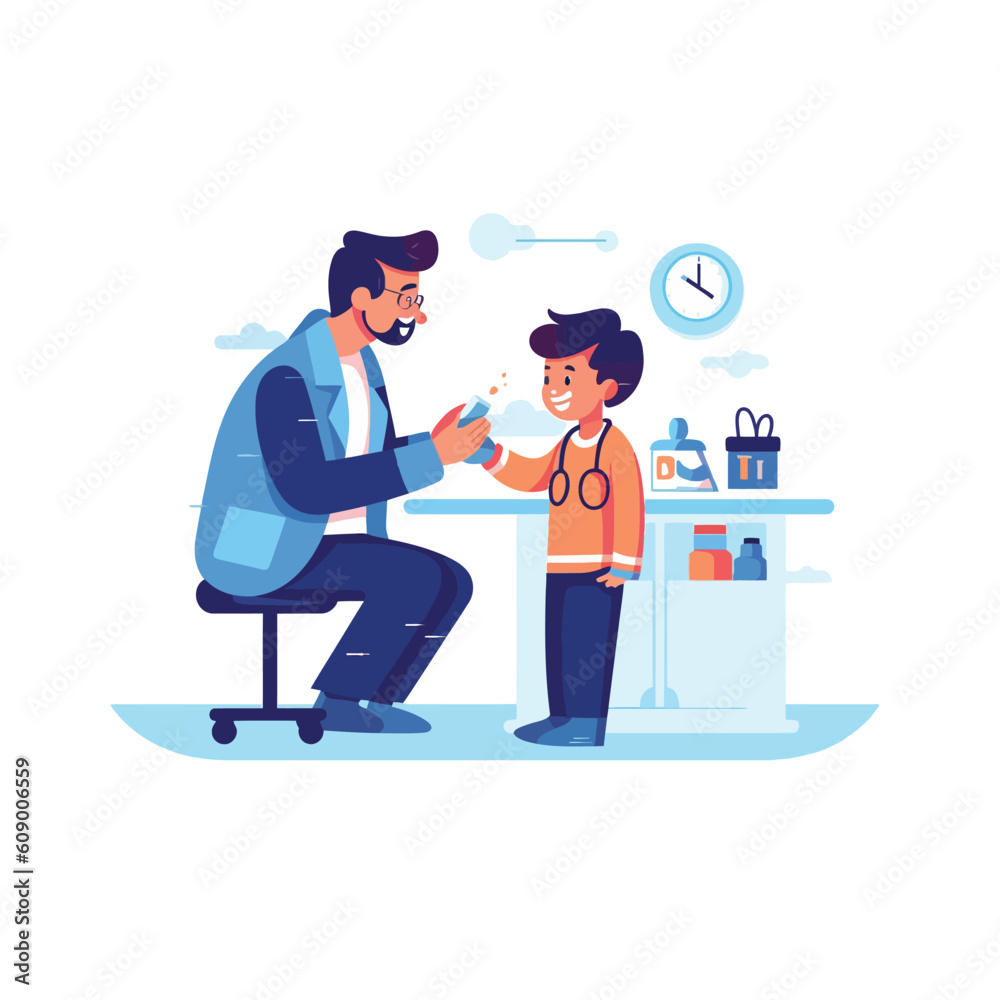 the doctor is explaining to his patient a child