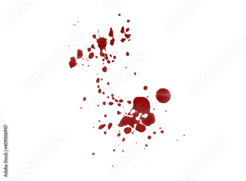 Red blood splatter stain on white background	
