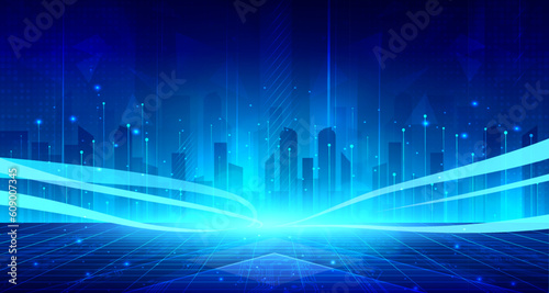 Digital technology metaverse neon blue green background  cyber information  abstract speed connect communication  retro city future meta tech  internet network connection  Ai big data illustration 3d