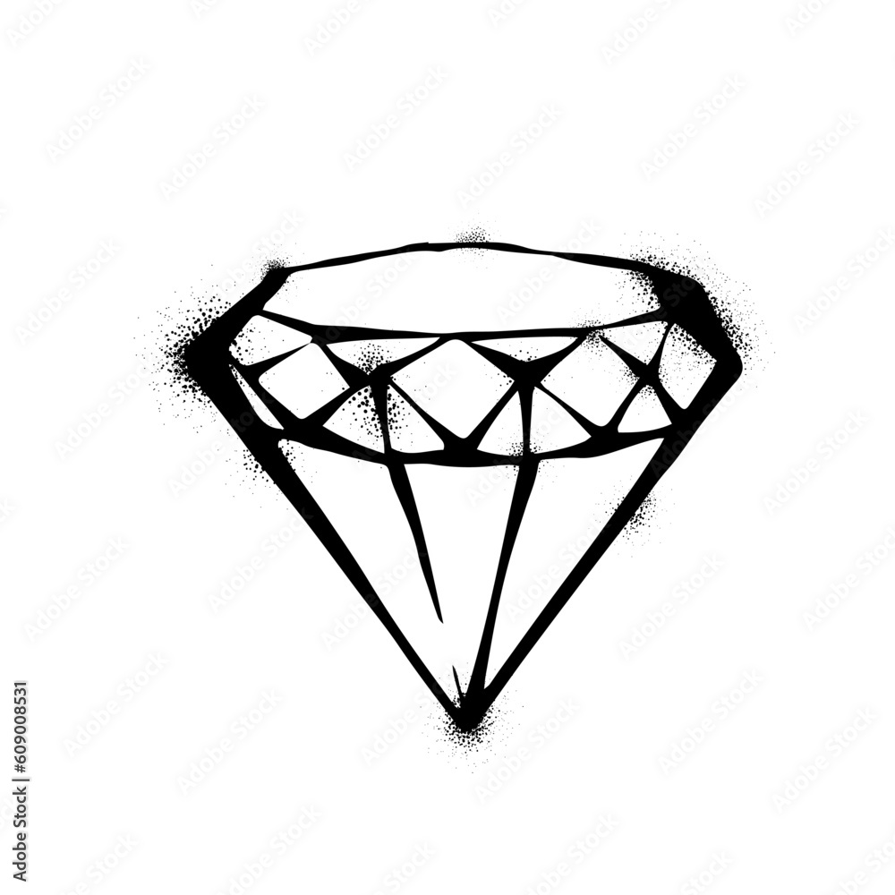 Urban style precious diamond graffiti sprayed with leak and splashes. Vector hand drawn brilliant gem textured illustration on white background for banner, decoration, street art, halloween eps 10 Urban style precious diamond graffiti sprayed with leak and splashes. Vector hand drawn brilliant gem textured illustration on white background for banner, decoration, street art, halloween eps 10