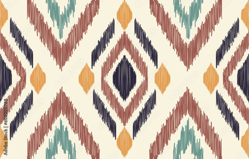 Ethnic abstract ikat art. Aztec ornament print. geometric ethnic pattern seamless  color oriental.  Design for background ,curtain, carpet, wallpaper, clothing, wrapping, Batik, vector illustration.