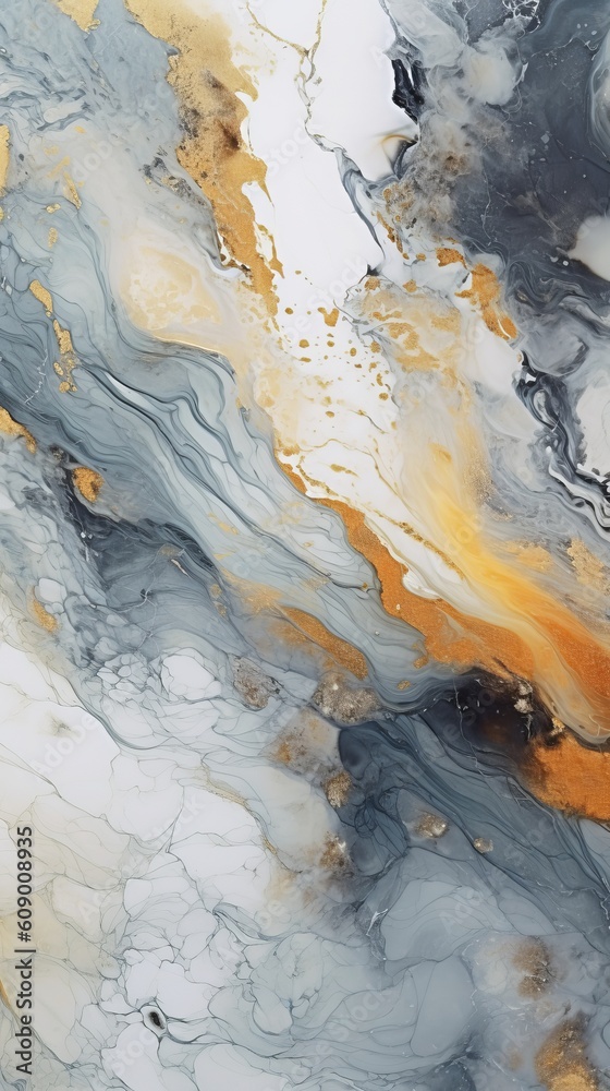 Naklejka premium Elegant and luxurious abstract marble background with a combination of gray and gold colors. Generative AI