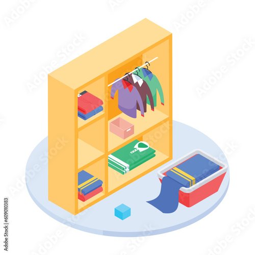 An isometric icon of drying rack 