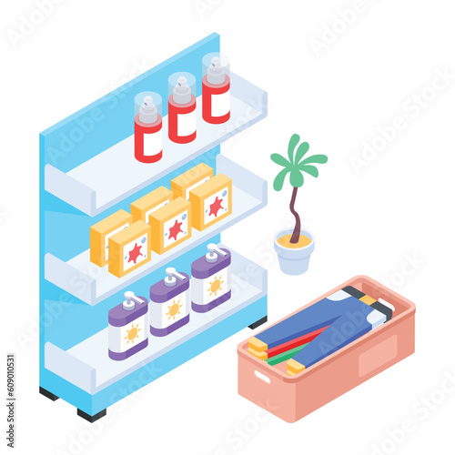 An isometric icon of drying rack 