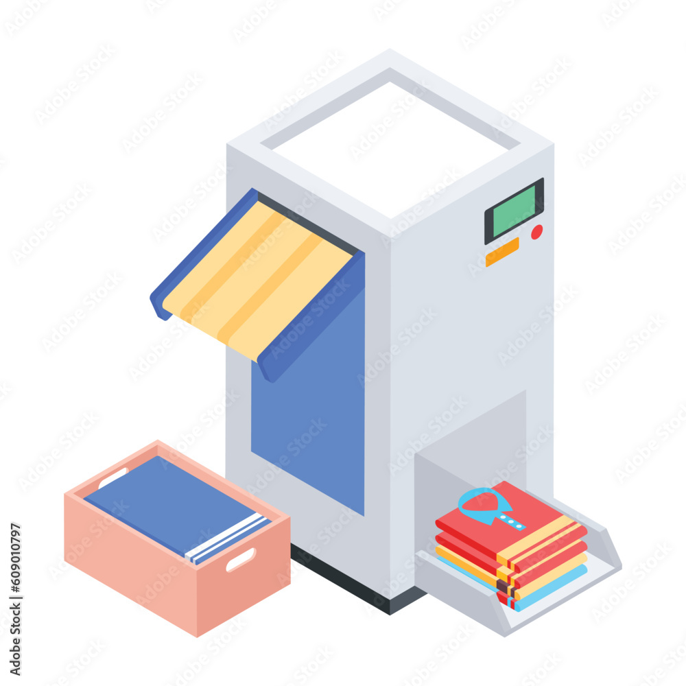 Get an isometric icon of folding machine Get an isometric icon of folding machine