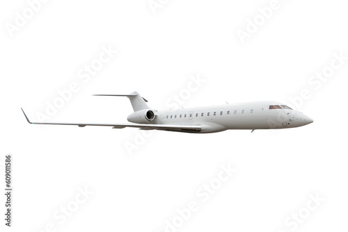 Modern advanced private business jet isolated on transparent background