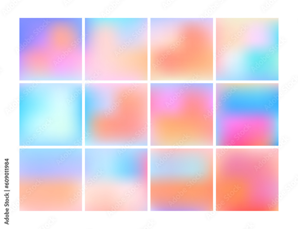 Gradient. Colorful holographic gradient background design set.