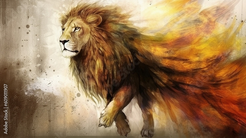 A lion with wings that says'wings'on it.generative ai