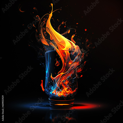 Wallpaper Mural Abstraction - Fire Burns in a Glass Cup, Created with Generative AI tools Torontodigital.ca