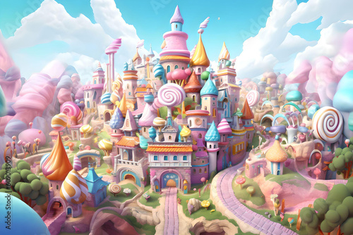 Candyland Haven: A Whimsical Pastel Community with Towering Delights