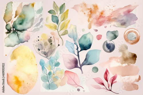 collage of pastel and watercolor elements  created with generative ai