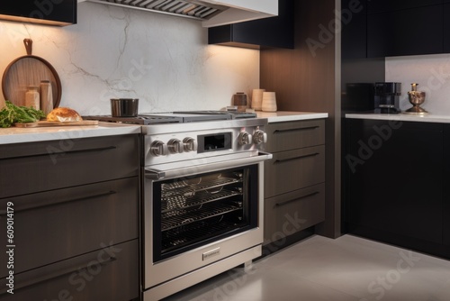 a commercial-grade oven with a sleek modern design, providing the ideal cooking environment, created with generative ai
