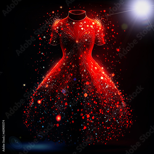 Wallpaper Mural Red shiny ball dress with glitters , isolated on dark background, created with generated AI tools Torontodigital.ca