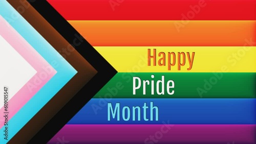 Happy Pride Month reveal animation video.  Progress Pride Flag.