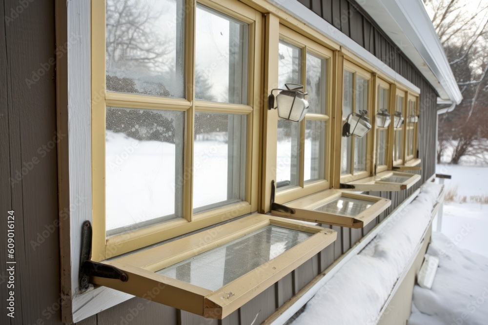 Fototapeta premium diy project, installing eco-friendly storm windows, created with generative ai