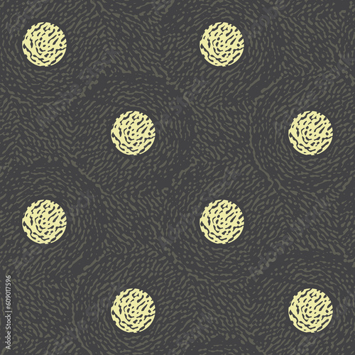 Tonal Brown and Yellow Mottled Textured Polka Dots Pattern