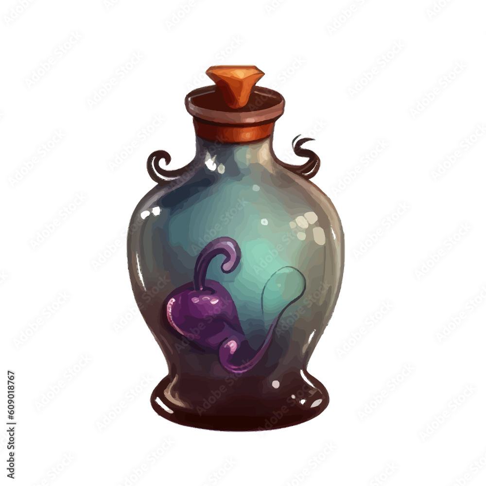 Witch's horror and spooky potion bottle for Halloween