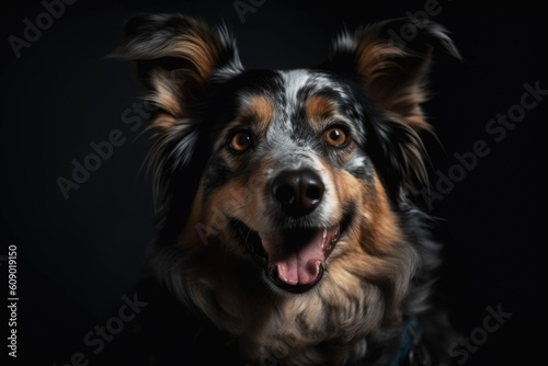 portrait of happy dog looking straight into the camera with its tongue out, created with generative ai © Alfazet Chronicles