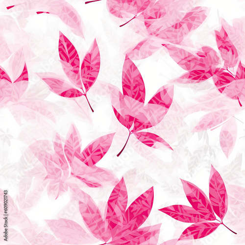 sakura_leaves_pattern_on_white_background  generative AI