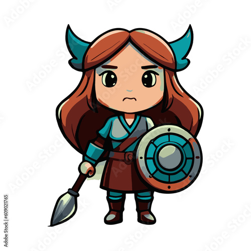 cute vector illustration of female knight mascot