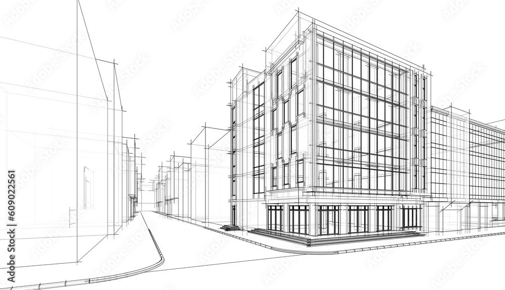 Modern office building concept 3d rendering Modern office building concept 3d rendering