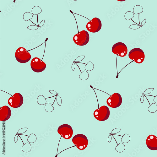 Cherry fruit seamless pattern for wrapping paper, clothing, textile and can be used in any clothing field vector