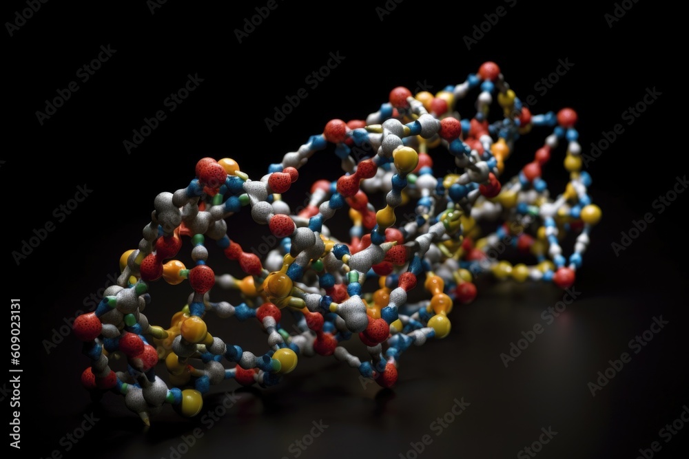 a molecular model of a protein, with its three-dimensional structure shown through dna, created with generative ai a molecular model of a protein, with its three-dimensional structure shown through dna, created with generative ai